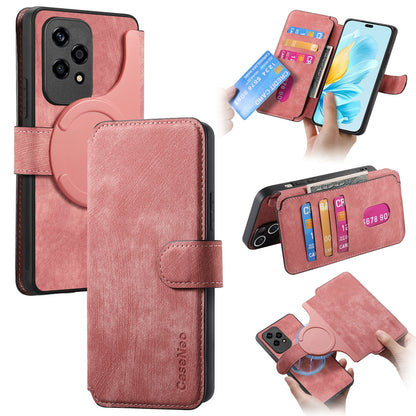 Honor 200 Lite Retro Leather Phone Case with Enhanced MagSafe Wireless Charging, RFID Anti-theft Protection, Kickstand & Magnetic Lock Wallet Cover