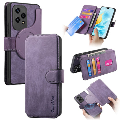 Honor 200 Lite Retro Leather Phone Case with Enhanced MagSafe Wireless Charging, RFID Anti-theft Protection, Kickstand & Magnetic Lock Wallet Cover