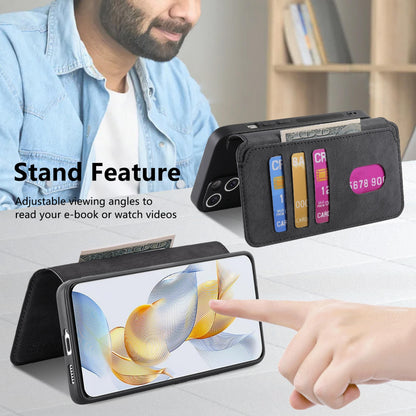 Honor 90 Retro Leather Phone Case with Enhanced MagSafe Wireless Charging, RFID Anti-theft Protection, Kickstand & Magnetic Lock Wallet Cover