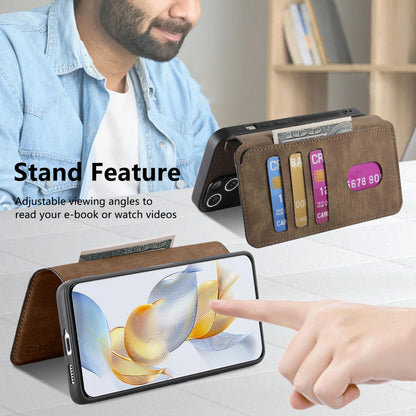 Honor 90 Retro Leather Phone Case with Enhanced MagSafe Wireless Charging, RFID Anti-theft Protection, Kickstand & Magnetic Lock Wallet Cover