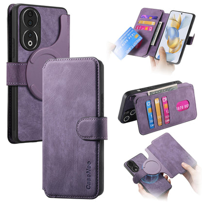 Honor 90 Retro Leather Phone Case with Enhanced MagSafe Wireless Charging, RFID Anti-theft Protection, Kickstand & Magnetic Lock Wallet Cover