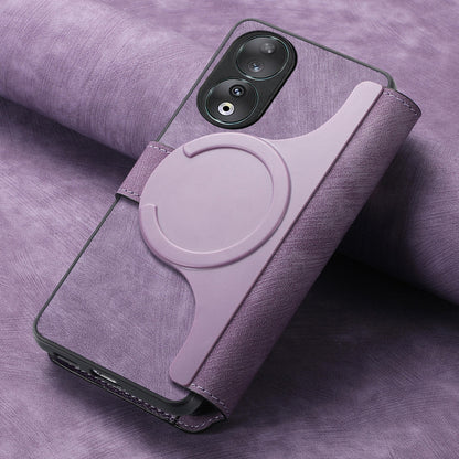 Honor 90 Retro Leather Phone Case with Enhanced MagSafe Wireless Charging, RFID Anti-theft Protection, Kickstand & Magnetic Lock Wallet Cover