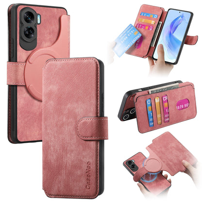 Honor 90 Lite Retro Leather Phone Case with Enhanced MagSafe Wireless Charging, RFID Anti-theft Protection, Kickstand & Magnetic Lock Wallet Cover