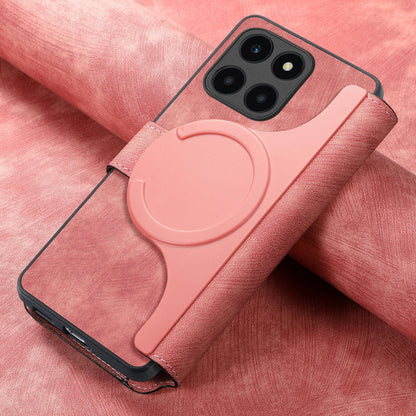 Honor X6a Retro Leather Phone Case with Enhanced MagSafe Wireless Charging, RFID Anti-theft Protection, Kickstand & Magnetic Lock Wallet Cover