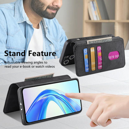 Honor X7b Retro Leather Phone Case with Enhanced MagSafe Wireless Charging, RFID Anti-theft Protection, Kickstand & Magnetic Lock Wallet Cover