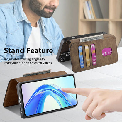 Honor X7b Retro Leather Phone Case with Enhanced MagSafe Wireless Charging, RFID Anti-theft Protection, Kickstand & Magnetic Lock Wallet Cover