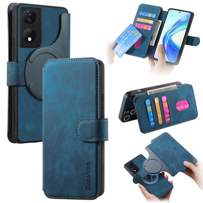Honor X7b Retro Leather Phone Case with Enhanced MagSafe Wireless Charging, RFID Anti-theft Protection, Kickstand & Magnetic Lock Wallet Cover