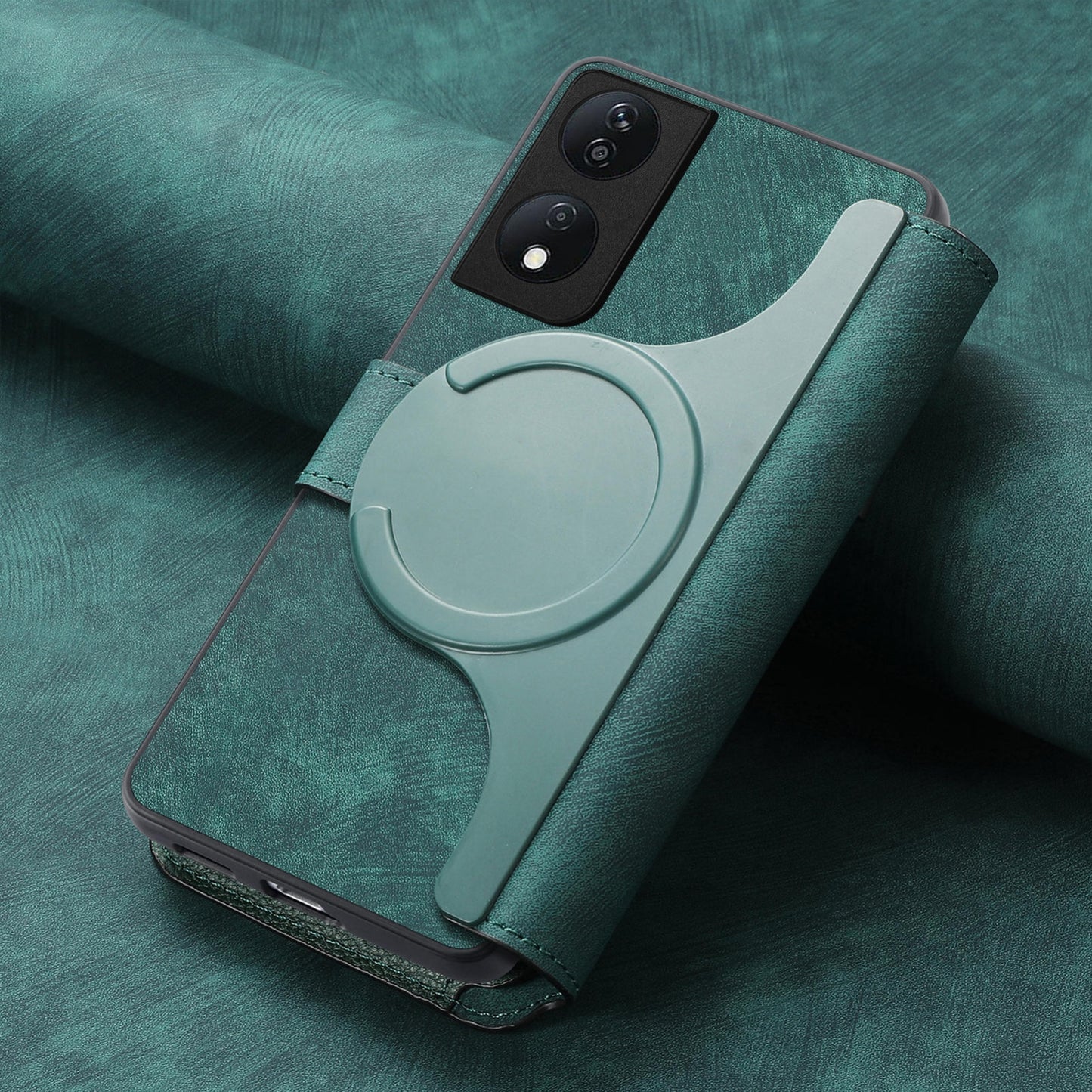 Honor X7b Retro Leather Phone Case with Enhanced MagSafe Wireless Charging, RFID Anti-theft Protection, Kickstand & Magnetic Lock Wallet Cover