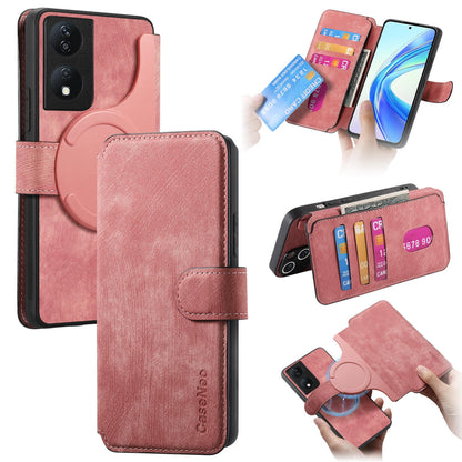 Honor X7b Retro Leather Phone Case with Enhanced MagSafe Wireless Charging, RFID Anti-theft Protection, Kickstand & Magnetic Lock Wallet Cover