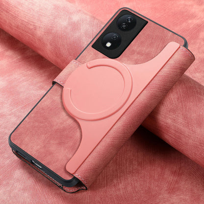 Honor X7b Retro Leather Phone Case with Enhanced MagSafe Wireless Charging, RFID Anti-theft Protection, Kickstand & Magnetic Lock Wallet Cover