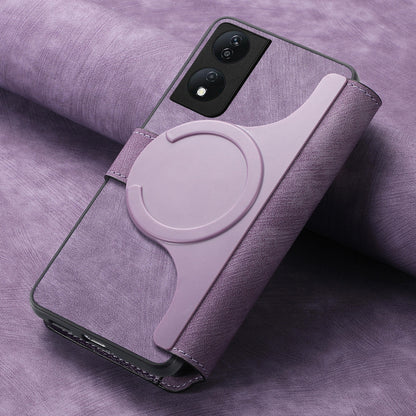 Honor X7b Retro Leather Phone Case with Enhanced MagSafe Wireless Charging, RFID Anti-theft Protection, Kickstand & Magnetic Lock Wallet Cover