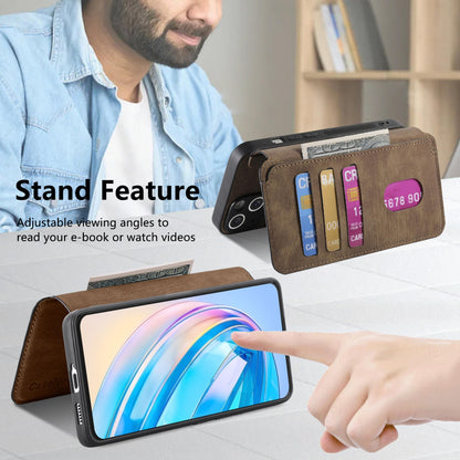 Honor X8a Retro Leather Phone Case with Enhanced MagSafe Wireless Charging, RFID Anti-theft Protection, Kickstand & Magnetic Lock Wallet Cover