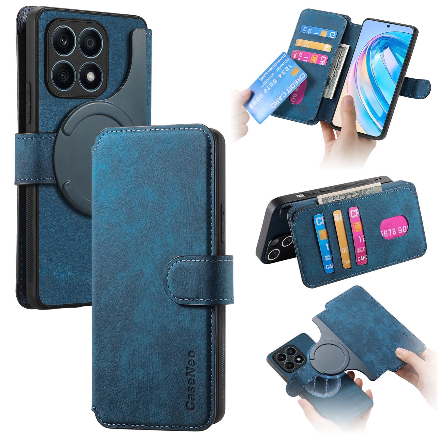 Honor X8a Retro Leather Phone Case with Enhanced MagSafe Wireless Charging, RFID Anti-theft Protection, Kickstand & Magnetic Lock Wallet Cover