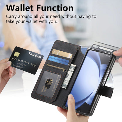 Samsung Galaxy Z Fold6 Retro Leather Phone Case with Enhanced MagSafe Wireless Charging, RFID Anti-theft Protection, Kickstand & Magnetic Lock Wallet Cover