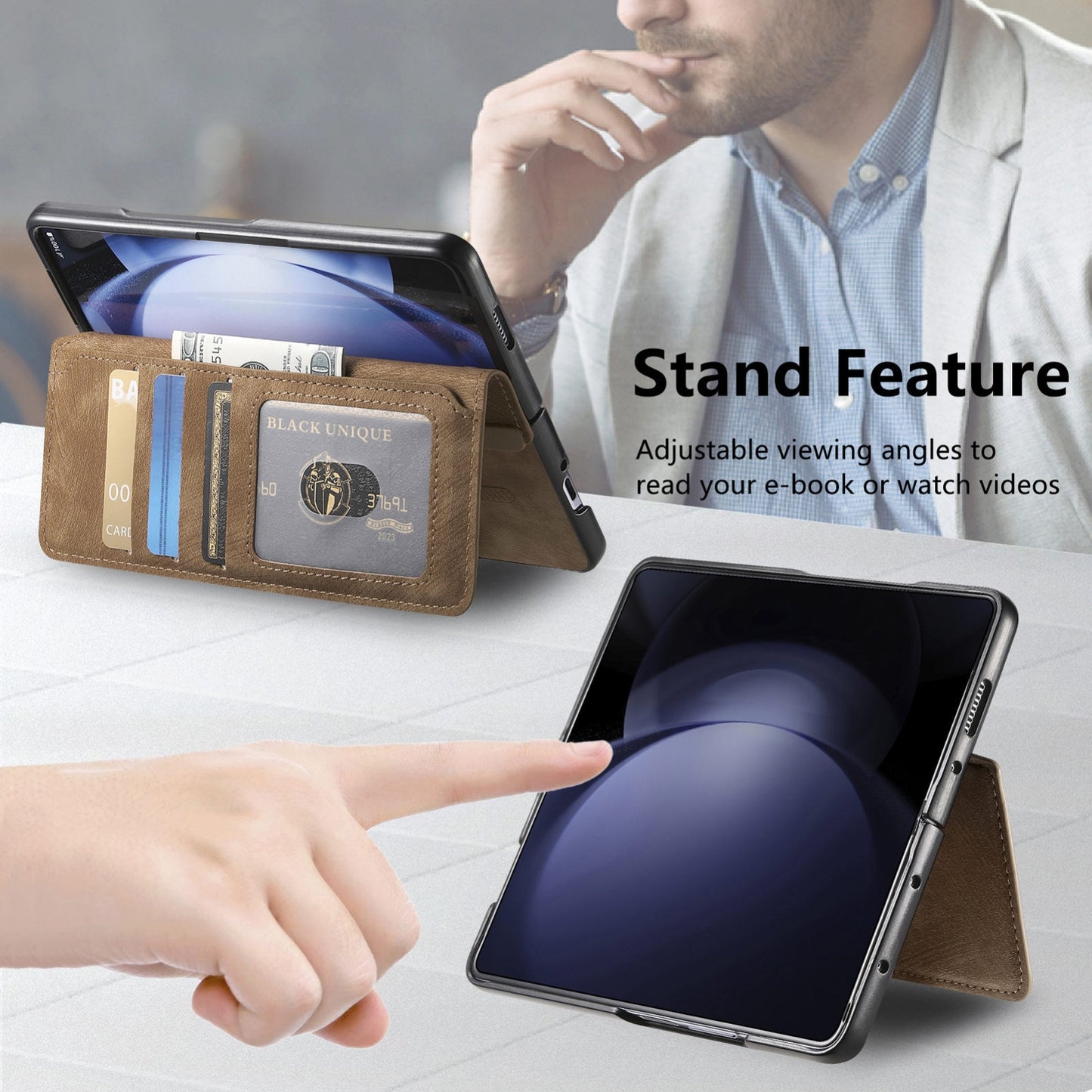 Samsung Galaxy Z Fold6 Retro Leather Phone Case with Enhanced MagSafe Wireless Charging, RFID Anti-theft Protection, Kickstand & Magnetic Lock Wallet Cover