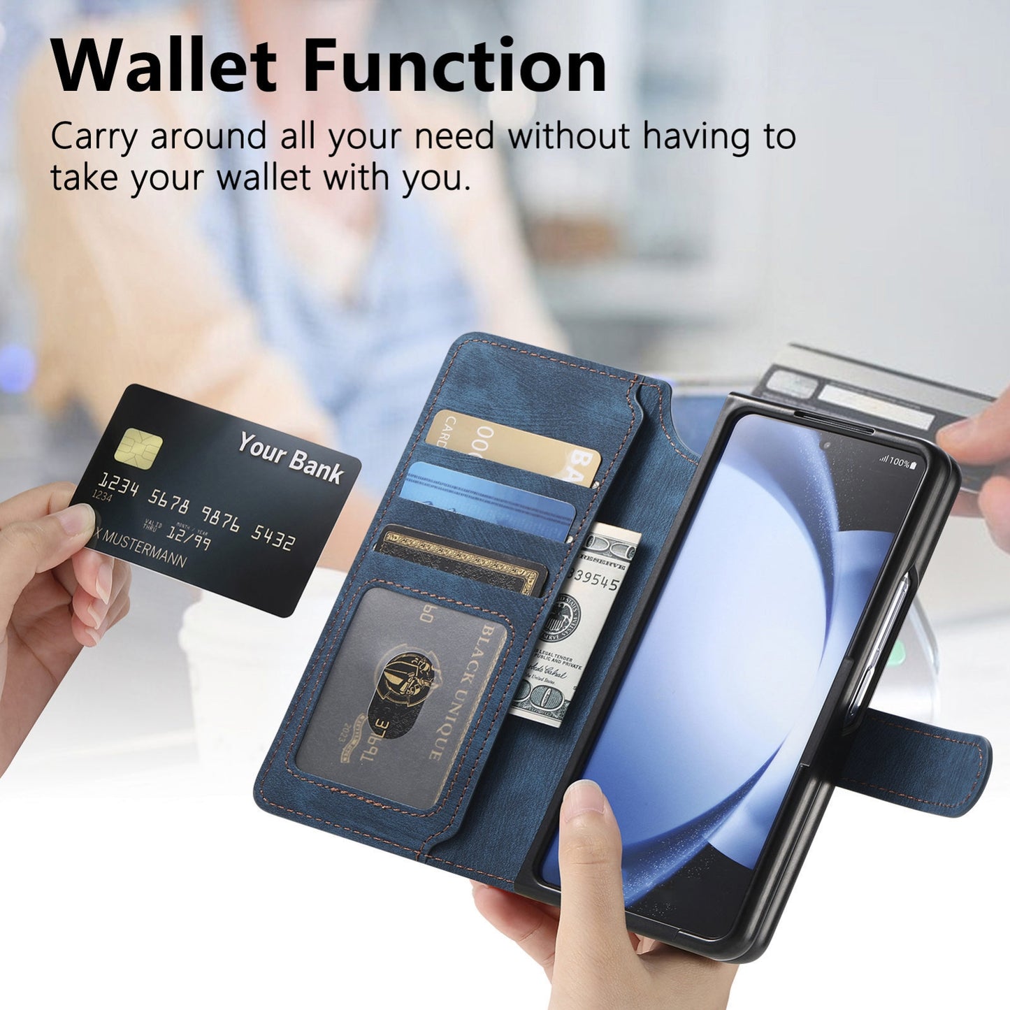 Samsung Galaxy Z Fold6 Retro Leather Phone Case with Enhanced MagSafe Wireless Charging, RFID Anti-theft Protection, Kickstand & Magnetic Lock Wallet Cover