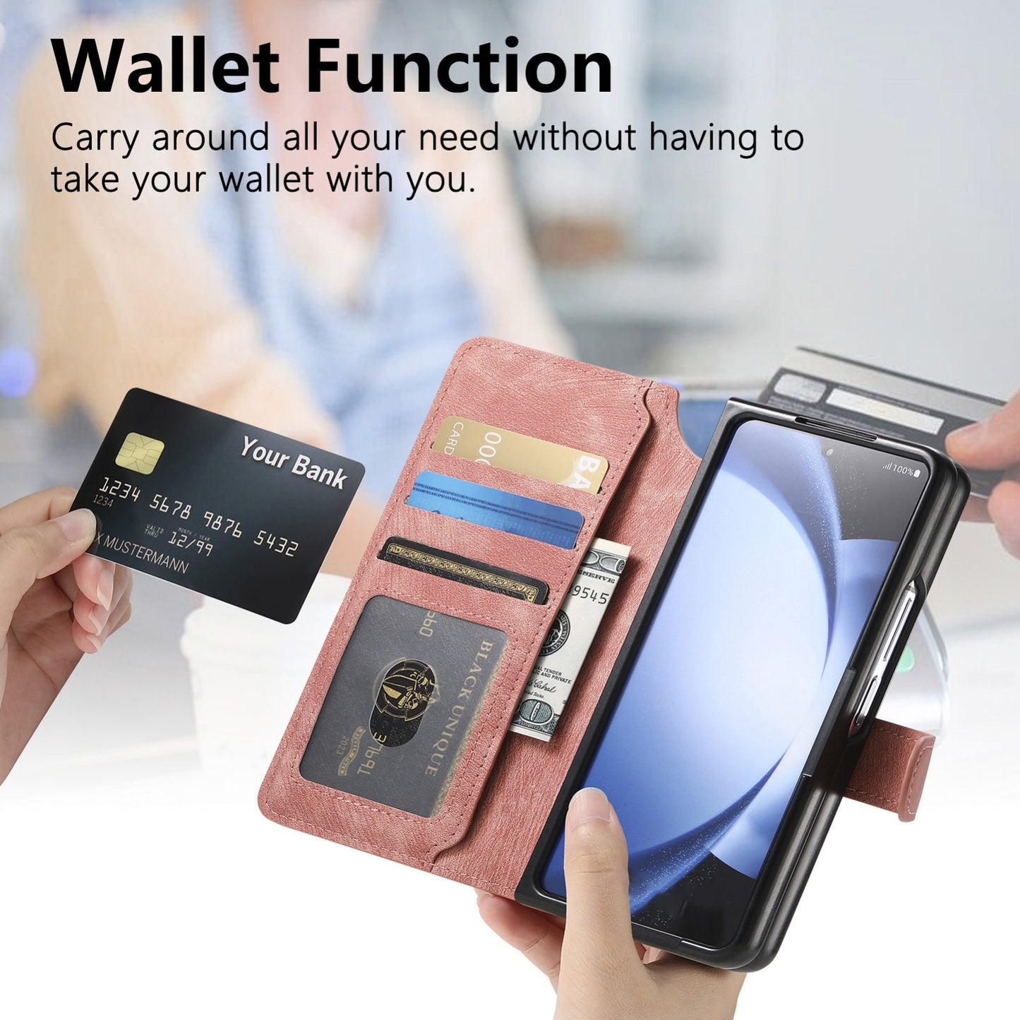 Samsung Galaxy Z Fold6 Retro Leather Phone Case with Enhanced MagSafe Wireless Charging, RFID Anti-theft Protection, Kickstand & Magnetic Lock Wallet Cover