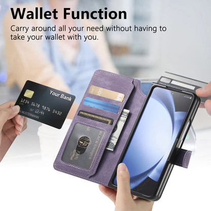 Samsung Galaxy Z Fold6 Retro Leather Phone Case with Enhanced MagSafe Wireless Charging, RFID Anti-theft Protection, Kickstand & Magnetic Lock Wallet Cover