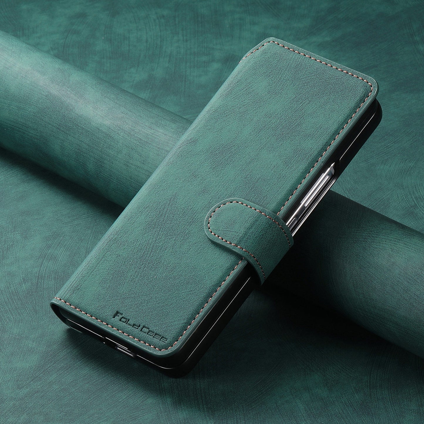 Samsung Galaxy Z Fold5 Retro Leather Phone Case with Enhanced MagSafe Wireless Charging, RFID Anti-theft Protection, Kickstand & Magnetic Lock Wallet Cover