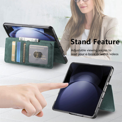 Samsung Galaxy Z Fold5 Retro Leather Phone Case with Enhanced MagSafe Wireless Charging, RFID Anti-theft Protection, Kickstand & Magnetic Lock Wallet Cover