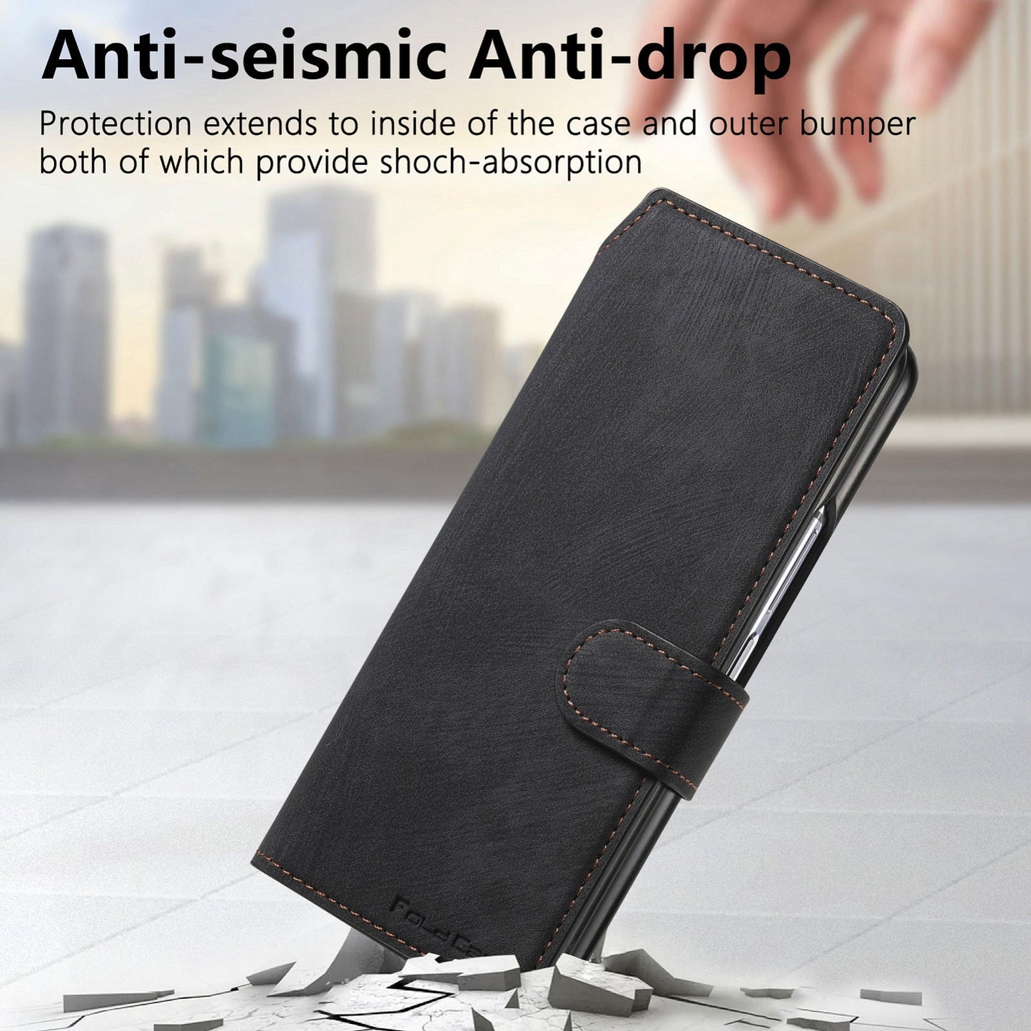 Samsung Galaxy Z Fold4 Retro Leather Phone Case with Enhanced MagSafe Wireless Charging, RFID Anti-theft Protection, Kickstand & Magnetic Lock Wallet Cover