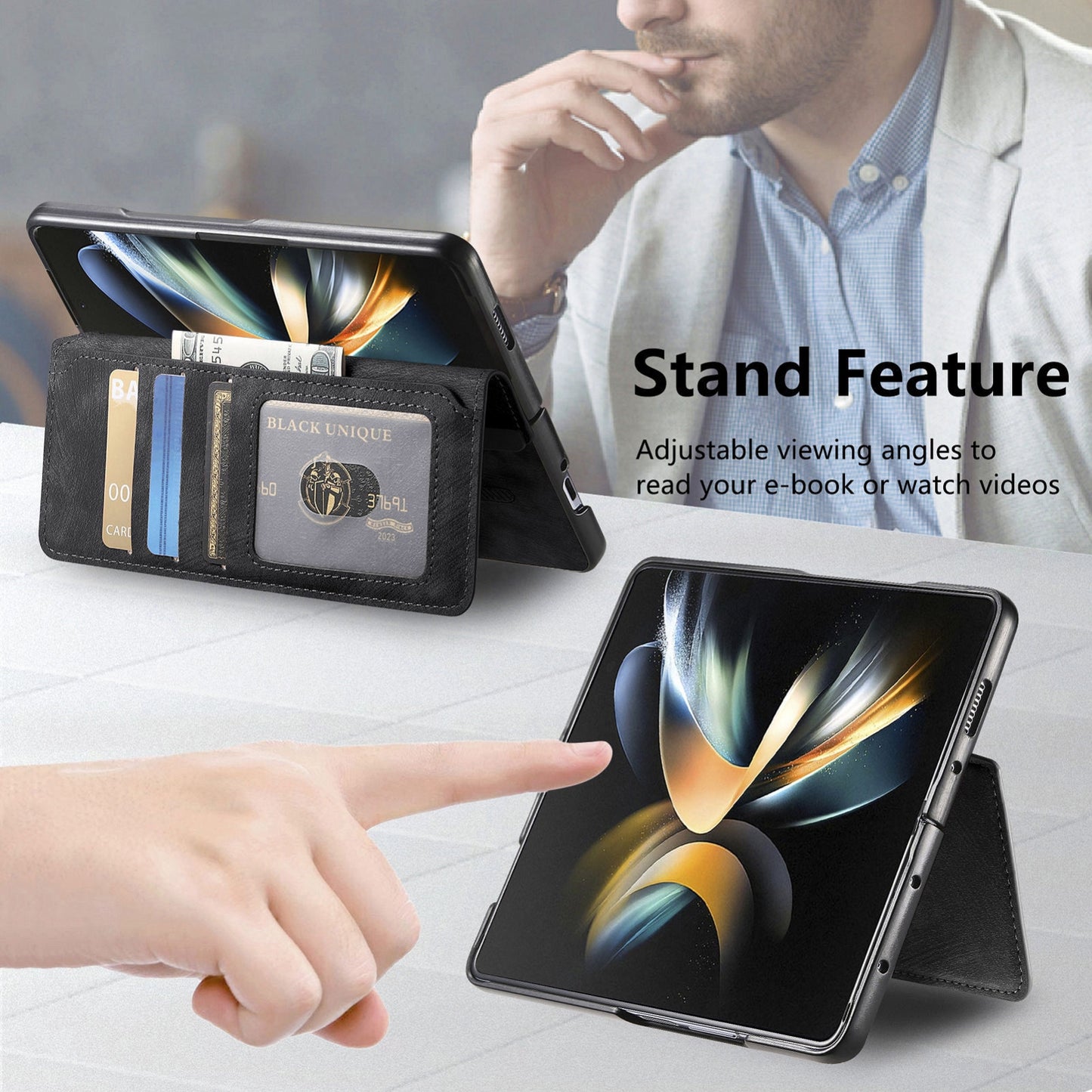 Samsung Galaxy Z Fold4 Retro Leather Phone Case with Enhanced MagSafe Wireless Charging, RFID Anti-theft Protection, Kickstand & Magnetic Lock Wallet Cover