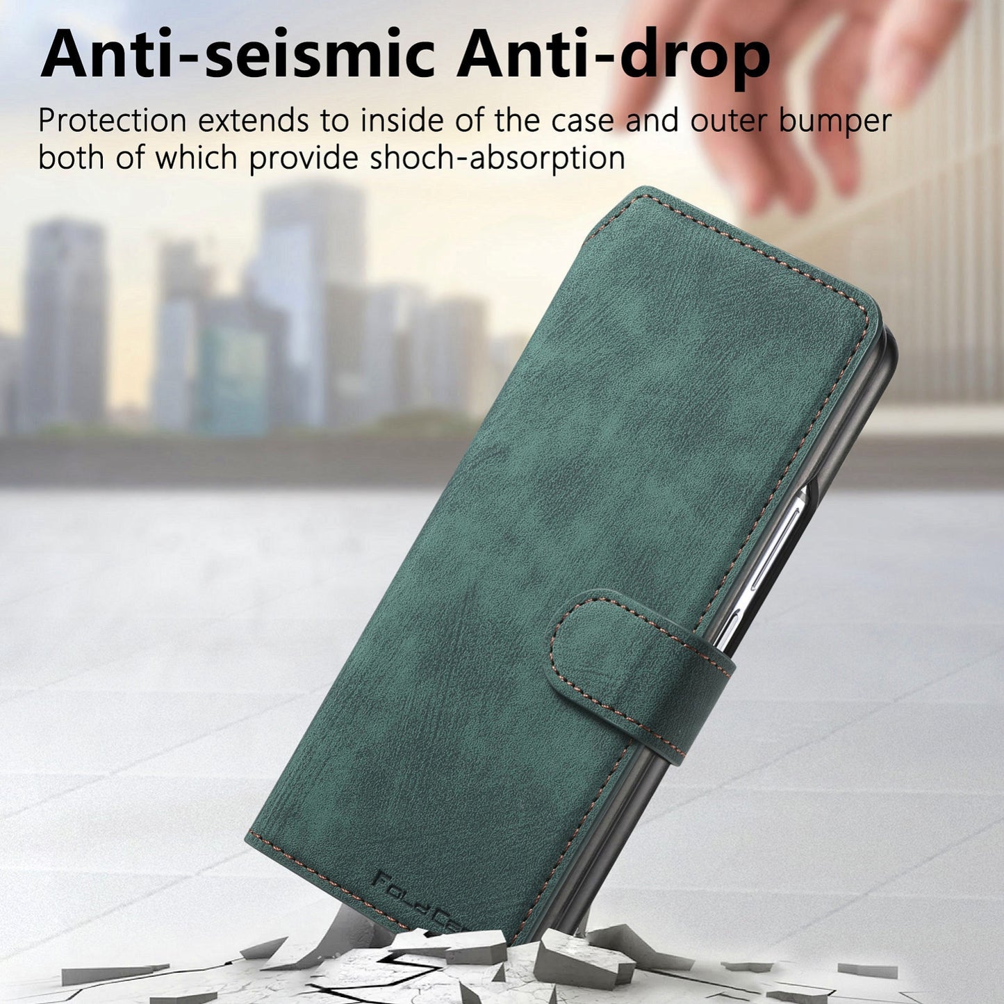 Samsung Galaxy Z Fold4 Retro Leather Phone Case with Enhanced MagSafe Wireless Charging, RFID Anti-theft Protection, Kickstand & Magnetic Lock Wallet Cover