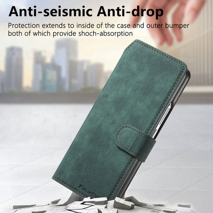 Samsung Galaxy Z Fold4 Retro Leather Phone Case with Enhanced MagSafe Wireless Charging, RFID Anti-theft Protection, Kickstand & Magnetic Lock Wallet Cover