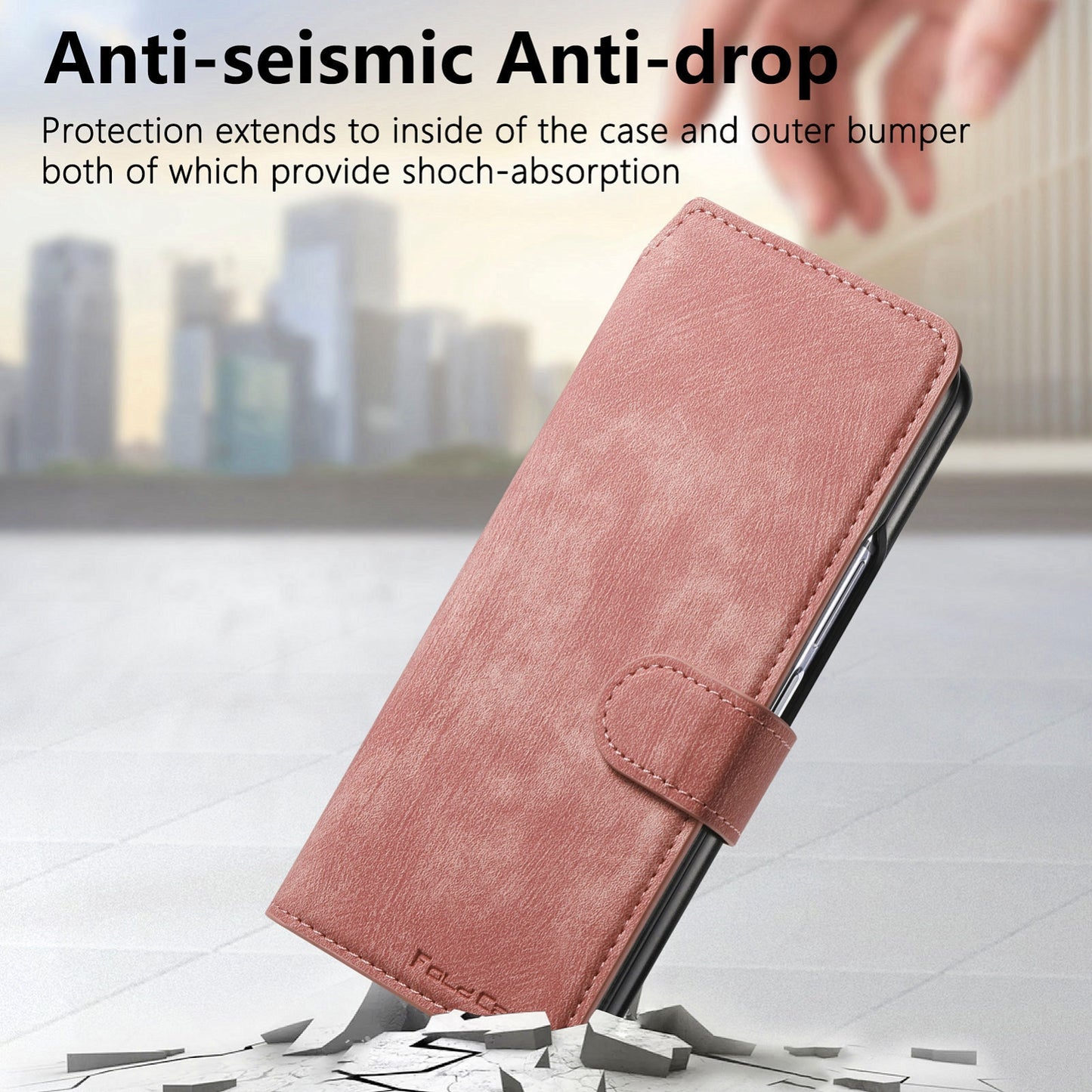 Samsung Galaxy Z Fold4 Retro Leather Phone Case with Enhanced MagSafe Wireless Charging, RFID Anti-theft Protection, Kickstand & Magnetic Lock Wallet Cover