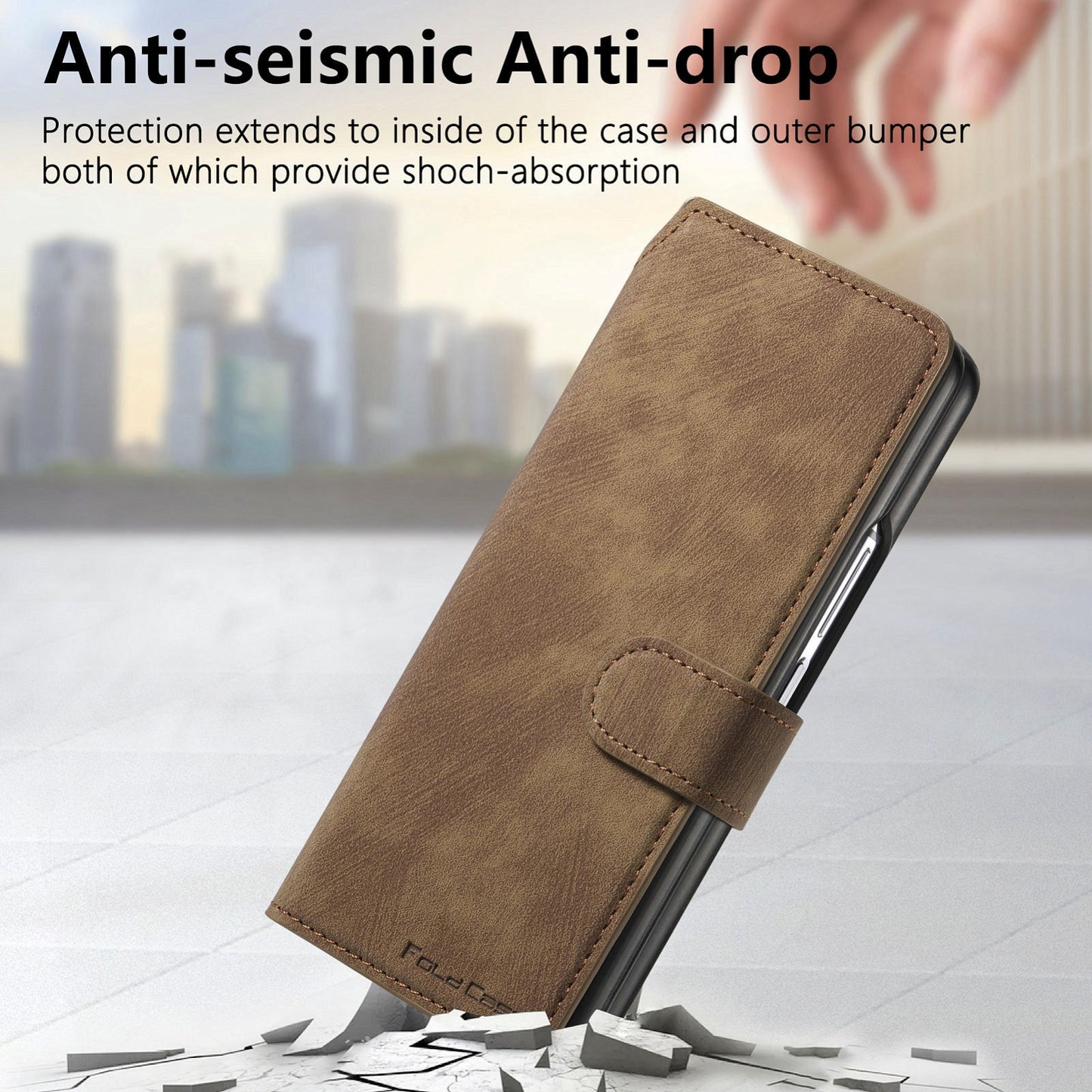 Samsung Galaxy Z Fold3 Retro Leather Phone Case with Enhanced MagSafe Wireless Charging, RFID Anti-theft Protection, Kickstand & Magnetic Lock Wallet Cover