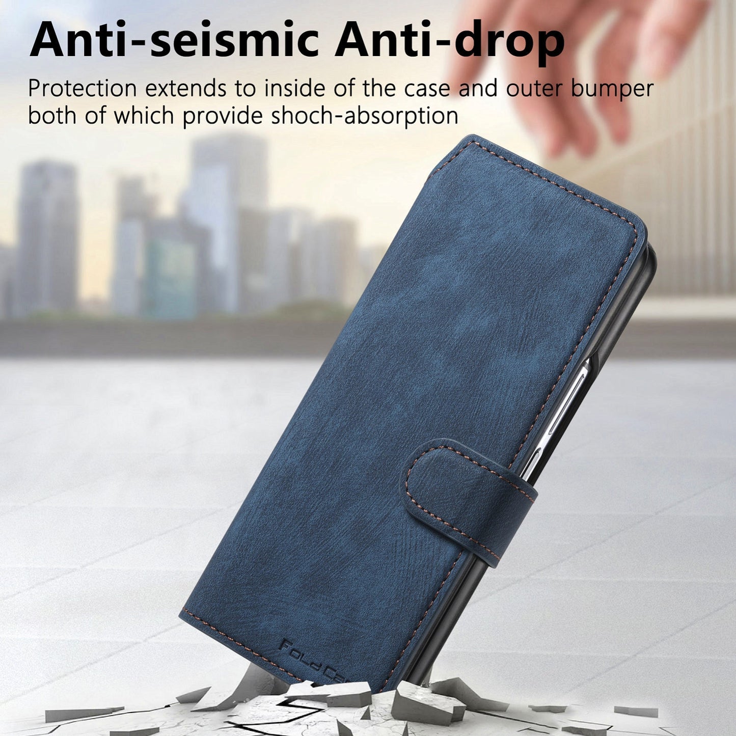 Samsung Galaxy Z Fold3 Retro Leather Phone Case with Enhanced MagSafe Wireless Charging, RFID Anti-theft Protection, Kickstand & Magnetic Lock Wallet Cover