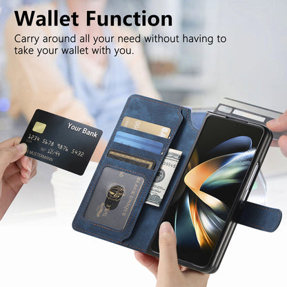 Samsung Galaxy Z Fold3 Retro Leather Phone Case with Enhanced MagSafe Wireless Charging, RFID Anti-theft Protection, Kickstand & Magnetic Lock Wallet Cover