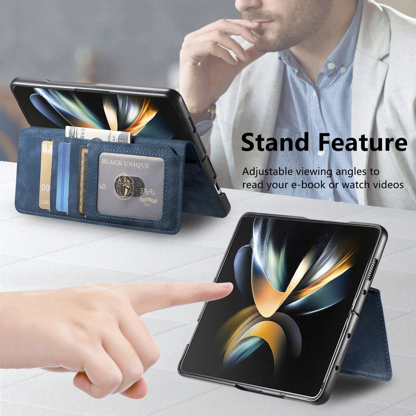 Samsung Galaxy Z Fold3 Retro Leather Phone Case with Enhanced MagSafe Wireless Charging, RFID Anti-theft Protection, Kickstand & Magnetic Lock Wallet Cover