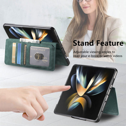 Samsung Galaxy Z Fold3 Retro Leather Phone Case with Enhanced MagSafe Wireless Charging, RFID Anti-theft Protection, Kickstand & Magnetic Lock Wallet Cover