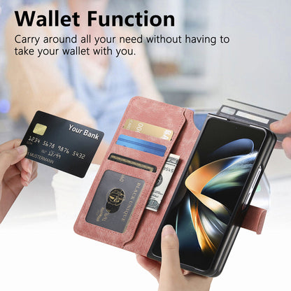 Samsung Galaxy Z Fold3 Retro Leather Phone Case with Enhanced MagSafe Wireless Charging, RFID Anti-theft Protection, Kickstand & Magnetic Lock Wallet Cover