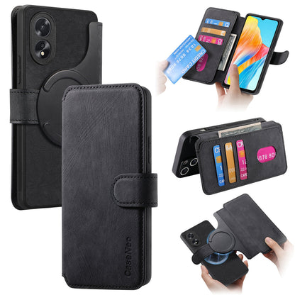 OPPO A38 4G/A18 4G Retro Leather Phone Case with Enhanced MagSafe Wireless Charging, RFID Anti-theft Protection, Kickstand & Magnetic Lock Wallet Cover