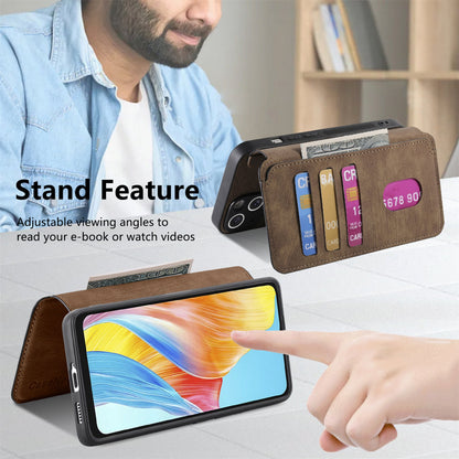 OPPO A38 4G/A18 4G Retro Leather Phone Case with Enhanced MagSafe Wireless Charging, RFID Anti-theft Protection, Kickstand & Magnetic Lock Wallet Cover