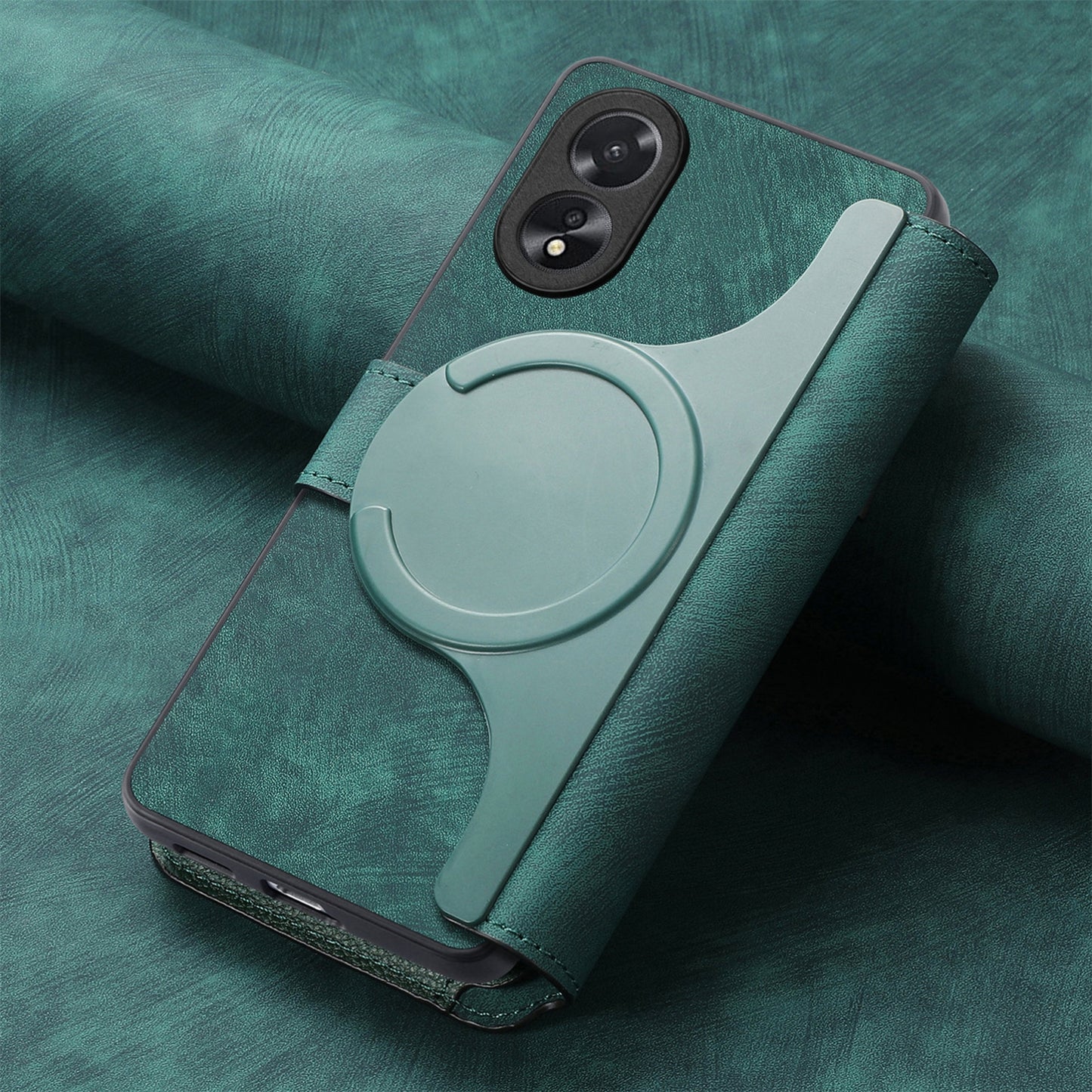 OPPO A38 4G/A18 4G Retro Leather Phone Case with Enhanced MagSafe Wireless Charging, RFID Anti-theft Protection, Kickstand & Magnetic Lock Wallet Cover