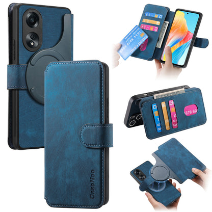 OPPO A58 4G Retro Leather Phone Case with Enhanced MagSafe Wireless Charging, RFID Anti-theft Protection, Kickstand & Magnetic Lock Wallet Cover