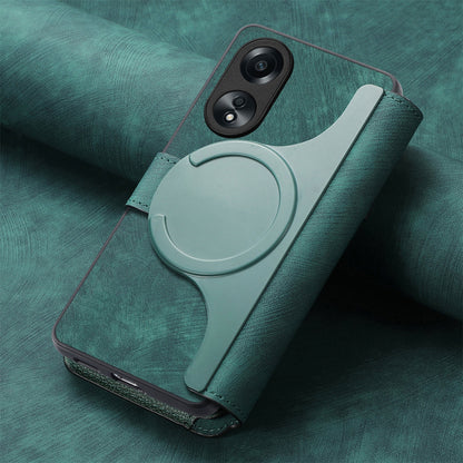 OPPO A58 4G Retro Leather Phone Case with Enhanced MagSafe Wireless Charging, RFID Anti-theft Protection, Kickstand & Magnetic Lock Wallet Cover