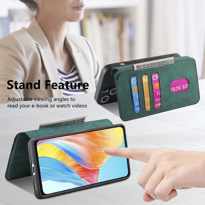 OPPO A58 4G Retro Leather Phone Case with Enhanced MagSafe Wireless Charging, RFID Anti-theft Protection, Kickstand & Magnetic Lock Wallet Cover