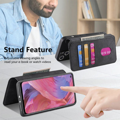 OPPO A74 5G Retro Leather Phone Case with Enhanced MagSafe Wireless Charging, RFID Anti-theft Protection, Kickstand & Magnetic Lock Wallet Cover