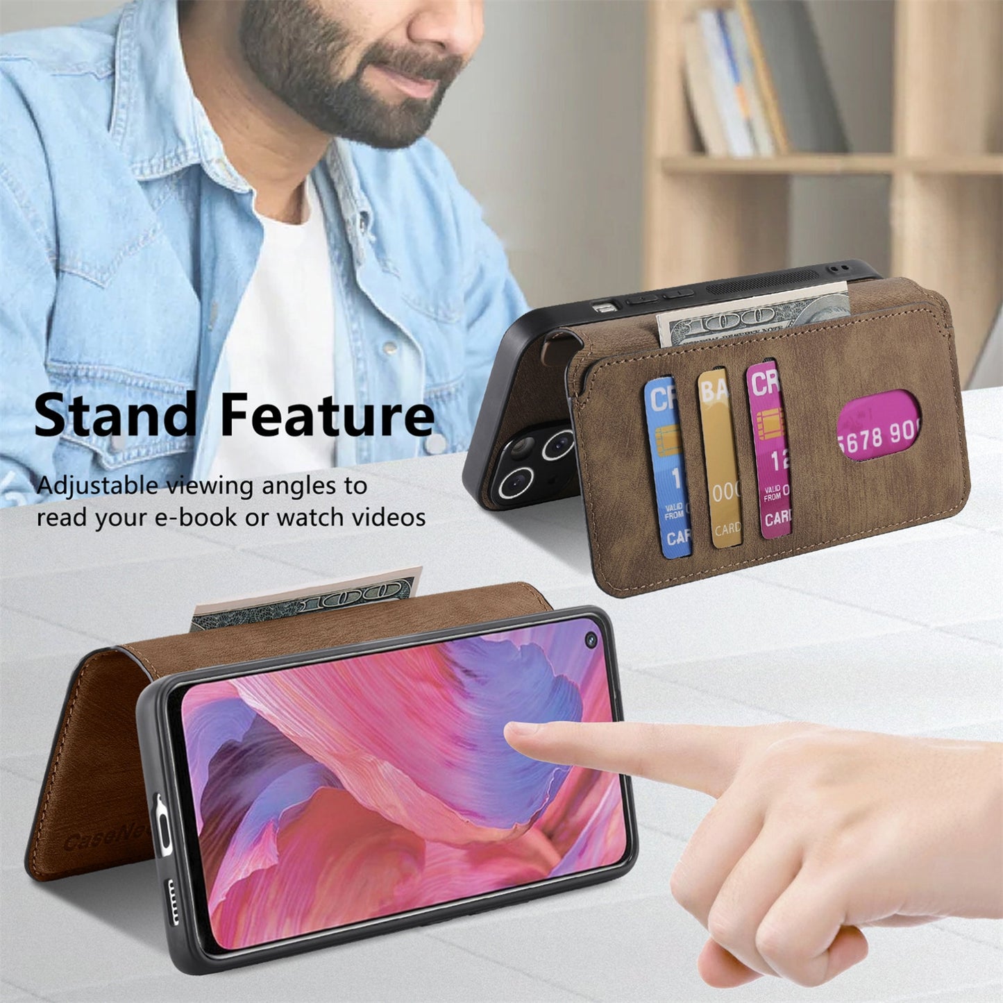 OPPO A74 5G Retro Leather Phone Case with Enhanced MagSafe Wireless Charging, RFID Anti-theft Protection, Kickstand & Magnetic Lock Wallet Cover