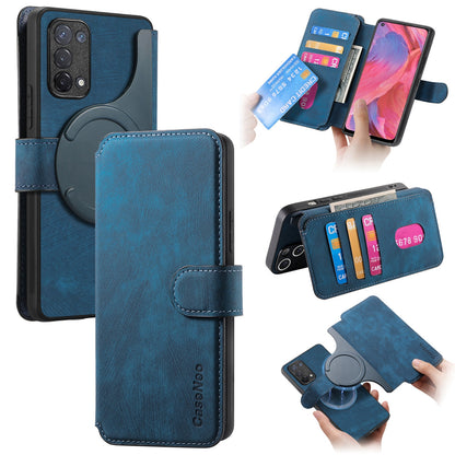 OPPO A74 5G Retro Leather Phone Case with Enhanced MagSafe Wireless Charging, RFID Anti-theft Protection, Kickstand & Magnetic Lock Wallet Cover