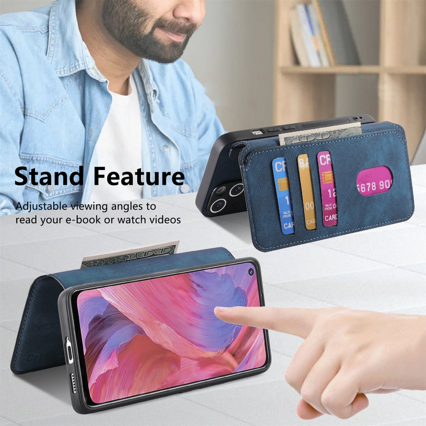 OPPO A74 5G Retro Leather Phone Case with Enhanced MagSafe Wireless Charging, RFID Anti-theft Protection, Kickstand & Magnetic Lock Wallet Cover