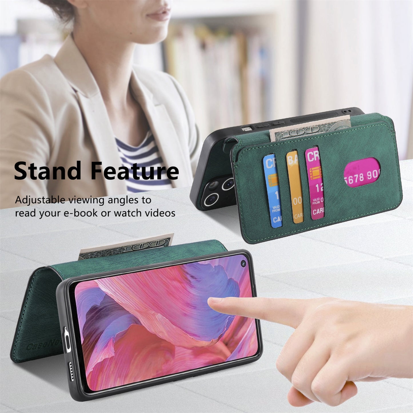 OPPO A74 5G Retro Leather Phone Case with Enhanced MagSafe Wireless Charging, RFID Anti-theft Protection, Kickstand & Magnetic Lock Wallet Cover