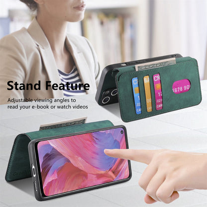 OPPO A74 5G Retro Leather Phone Case with Enhanced MagSafe Wireless Charging, RFID Anti-theft Protection, Kickstand & Magnetic Lock Wallet Cover