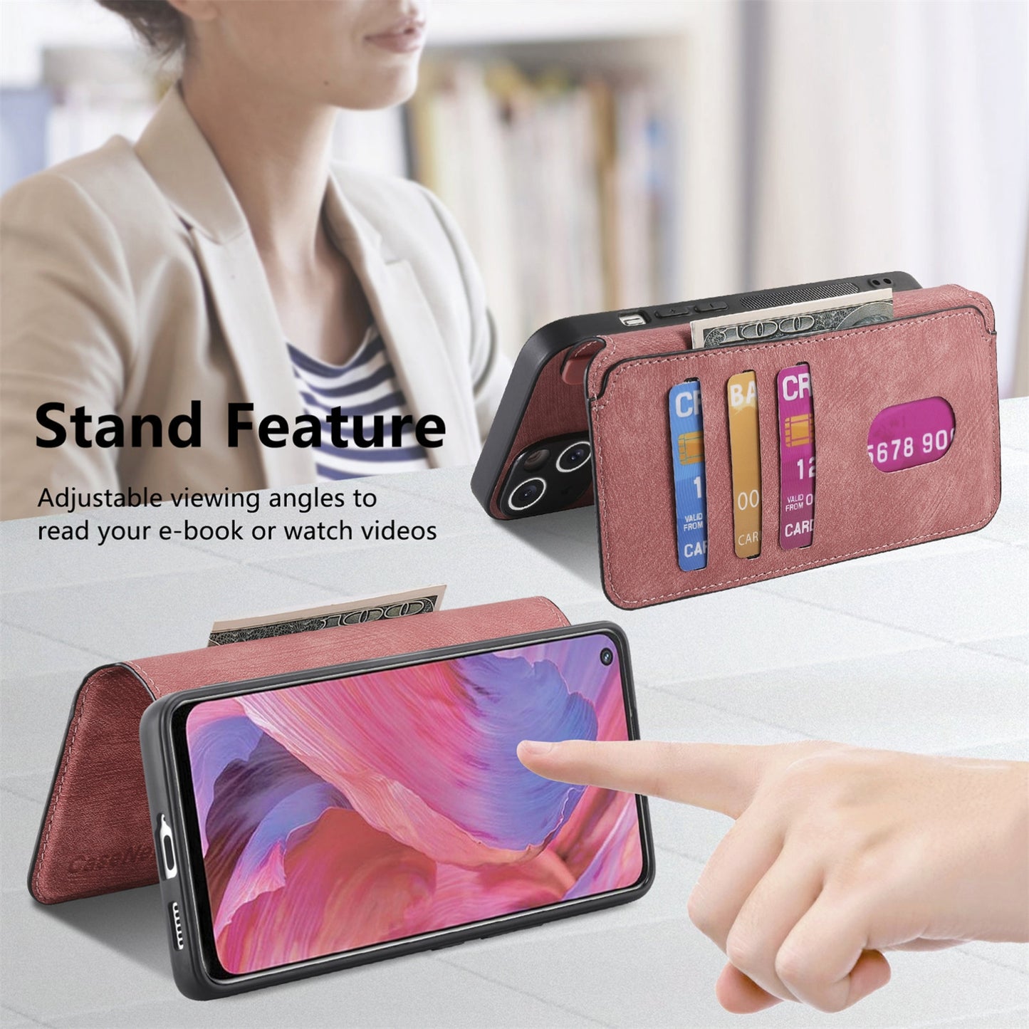 OPPO A74 5G Retro Leather Phone Case with Enhanced MagSafe Wireless Charging, RFID Anti-theft Protection, Kickstand & Magnetic Lock Wallet Cover