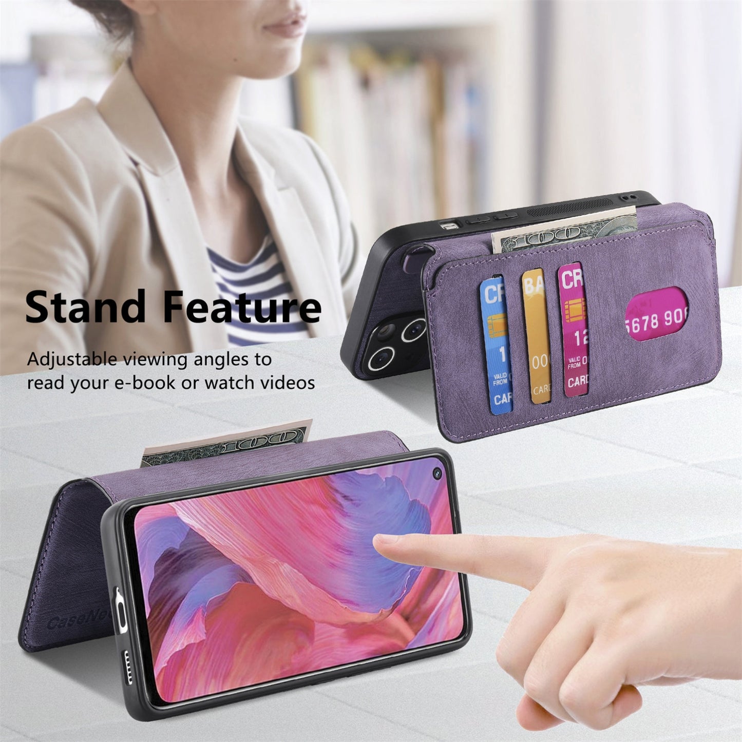 OPPO A74 5G Retro Leather Phone Case with Enhanced MagSafe Wireless Charging, RFID Anti-theft Protection, Kickstand & Magnetic Lock Wallet Cover