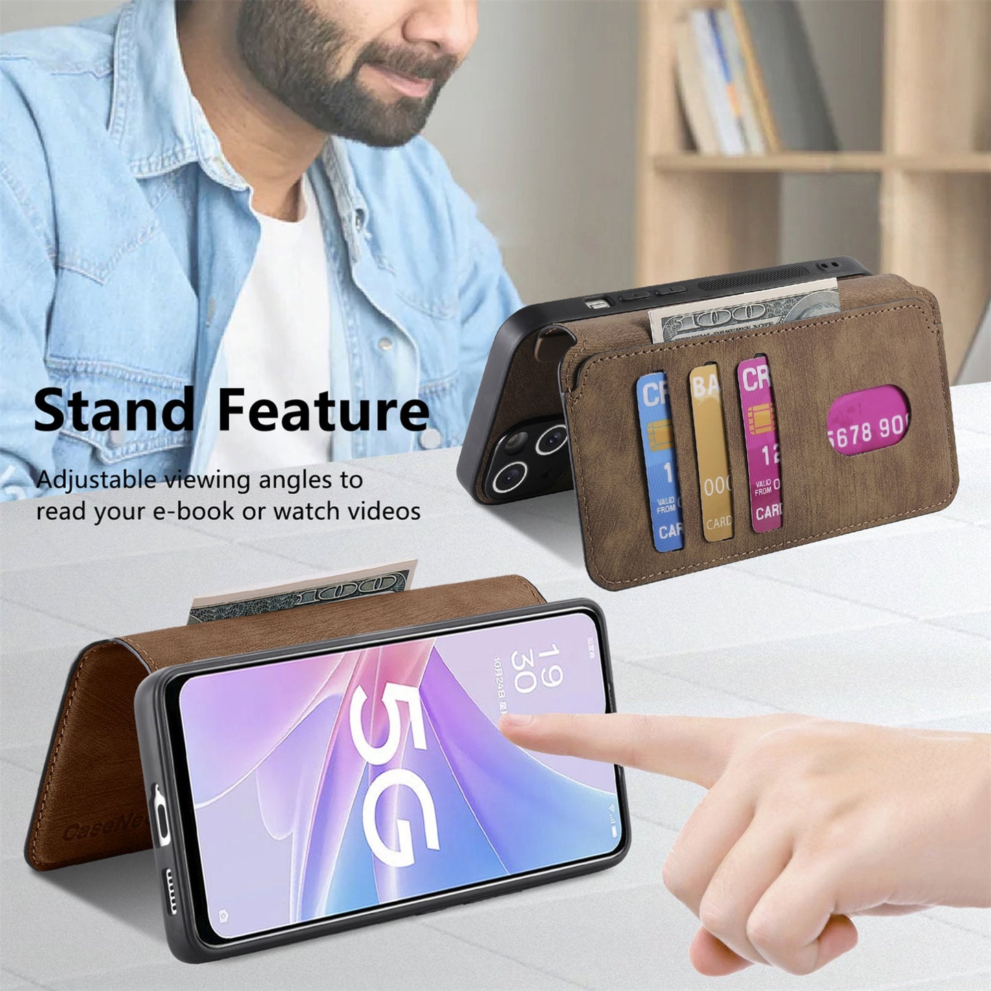 OPPO A78 5G Retro Leather Phone Case with Enhanced MagSafe Wireless Charging, RFID Anti-theft Protection, Kickstand & Magnetic Lock Wallet Cover